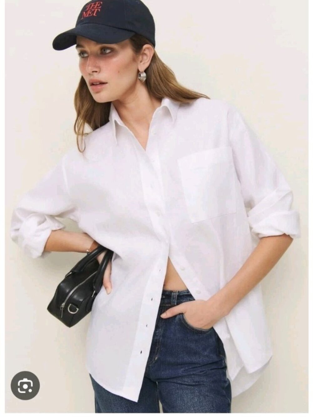 Reformation Eli Oversized Shirt Womens XS Bright White Button Down NWT $148